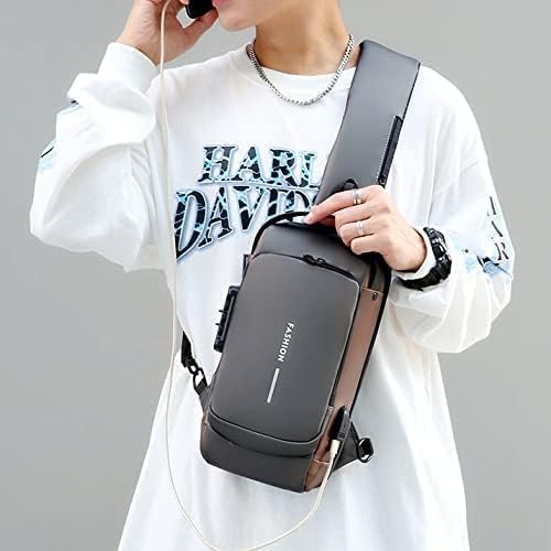 Gerrit Sling Backpack USB Anti-Theft Waterproof Chest Daypack Casual Shoulder Bag for Men,Black