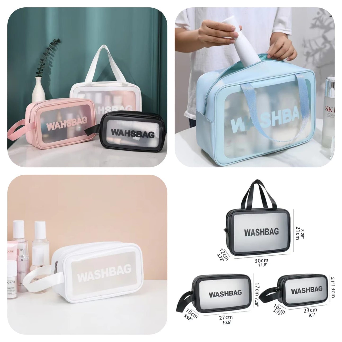 Single Layer Travel Washbag – Pack of 3