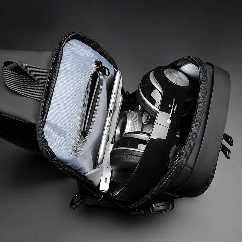 Gerrit Sling Backpack USB Anti-Theft Waterproof Chest Daypack Casual Shoulder Bag for Men,Black