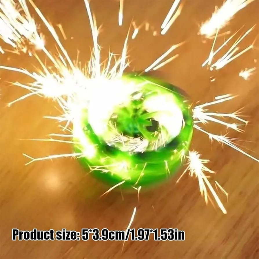 Fireworks Fingertip Gyro,Handheld Fireworks Gyroscope,Luminous Spinning Top Toy,Creative Collision Sparks Light up Toy for Kids (Orange)