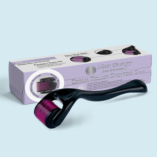 Micro Needle Roller Derma Roller Titanium Hair Regrowth Beard Growth Anti Hair Receding - Mashkoor.pk