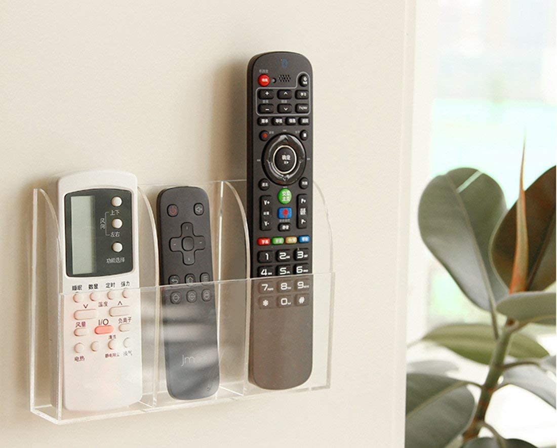 1 / 2 / 3 Slot Clear/Black Acrylic Wall Mounted Desk TV Air Conditioner Remote Control / Mobile Storage Holder Organizer Stand