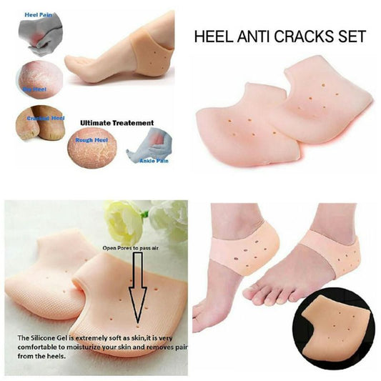 Silicone Gel Cushion Pad Heel Liner Protective Cracked Feet Pressure Pain Relief Socks (free size)