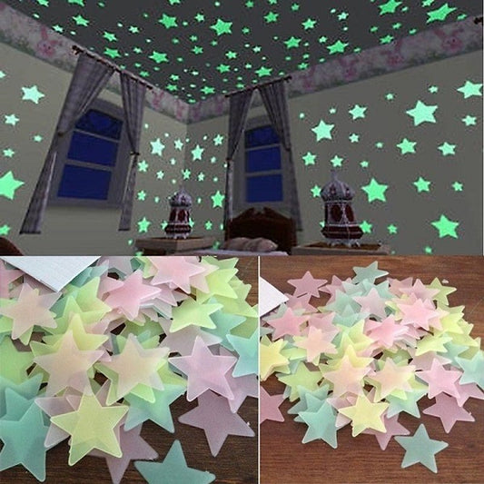 Glow In The Dark Luminous Star Wall Stickers 100pcs