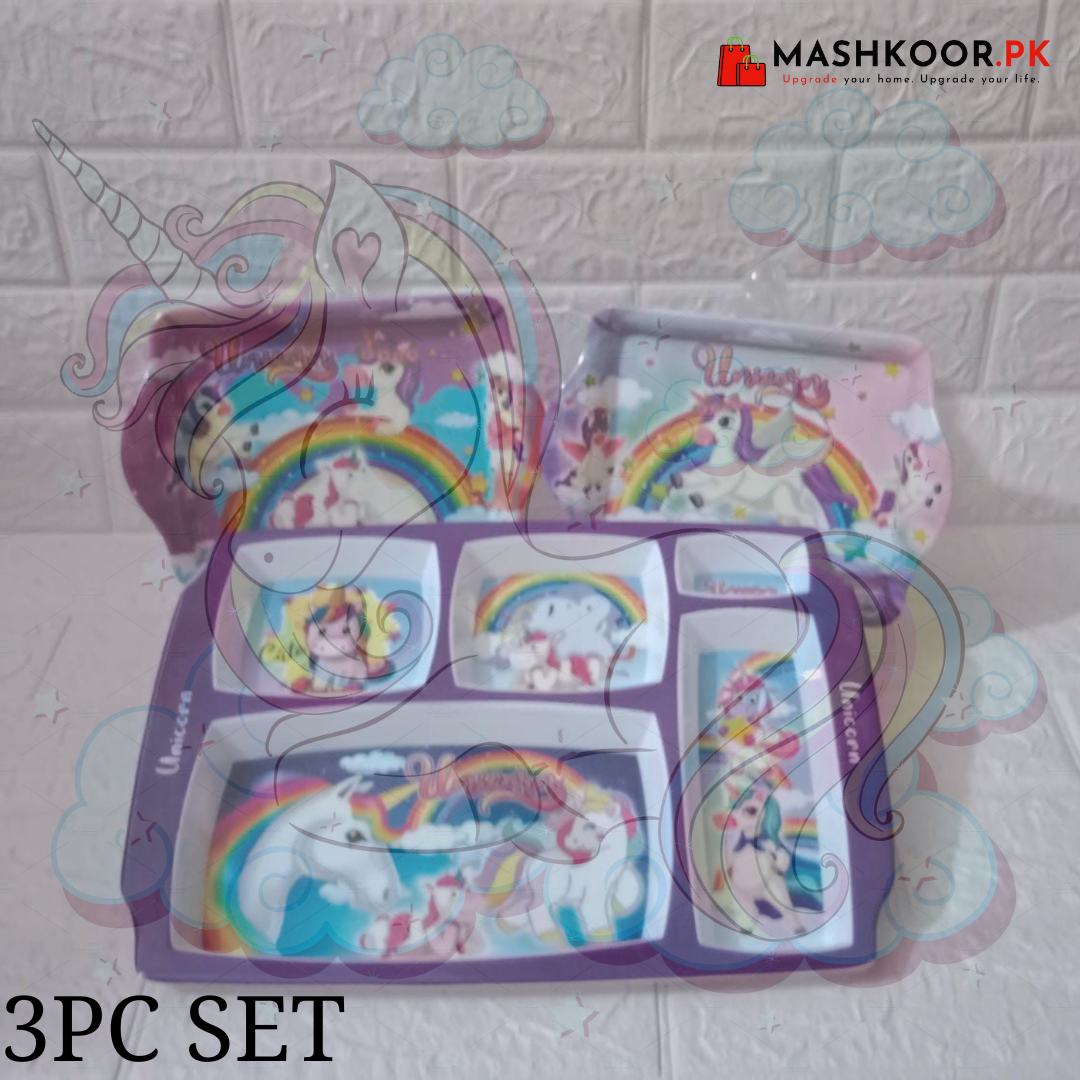 Disney Characters - Kids Dinnerware 3Pc Set, Durable and Break Resistant Tray and Plate Makes Mealtime Fun