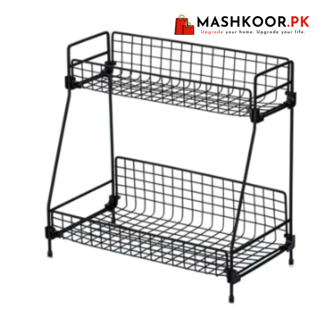 Iron Makeup Holder Kitchen Organizer Cosmetics Storage Wire Spice Basket Seasoning Plant Shelf Bathroom Desktop Decor