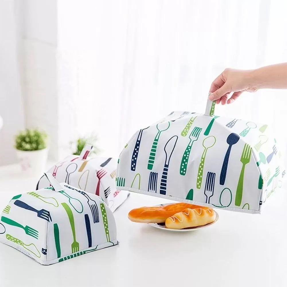 Pack of 3 Kitchen Utensils, Fry Strainer 5.5 inches,  2PC Foldable Food Covers, Glass 2 pieces of Salt And Pepper