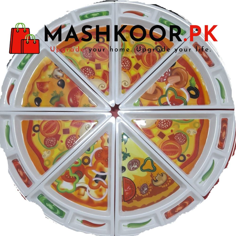 Triangle melamine pizza plate tray & pia dish with customized design ( Pack of 4 Pcs )