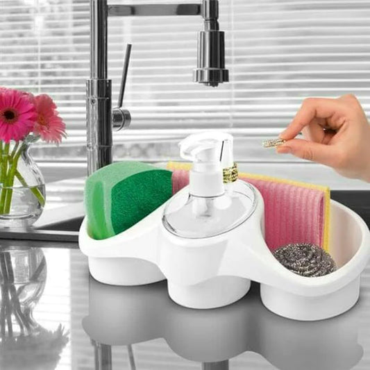 Multipurpose Liquid Soap Dispenser and Sponge Holder for Bathroom & Kitchen