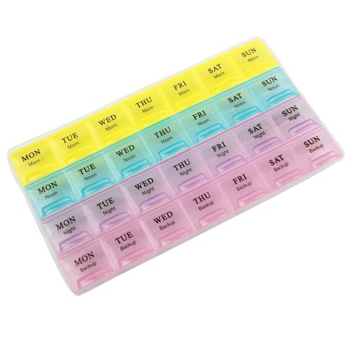 Pill Medicine Organizer Reminder Storage Box for 7 Days, 4 Layer Pillbox