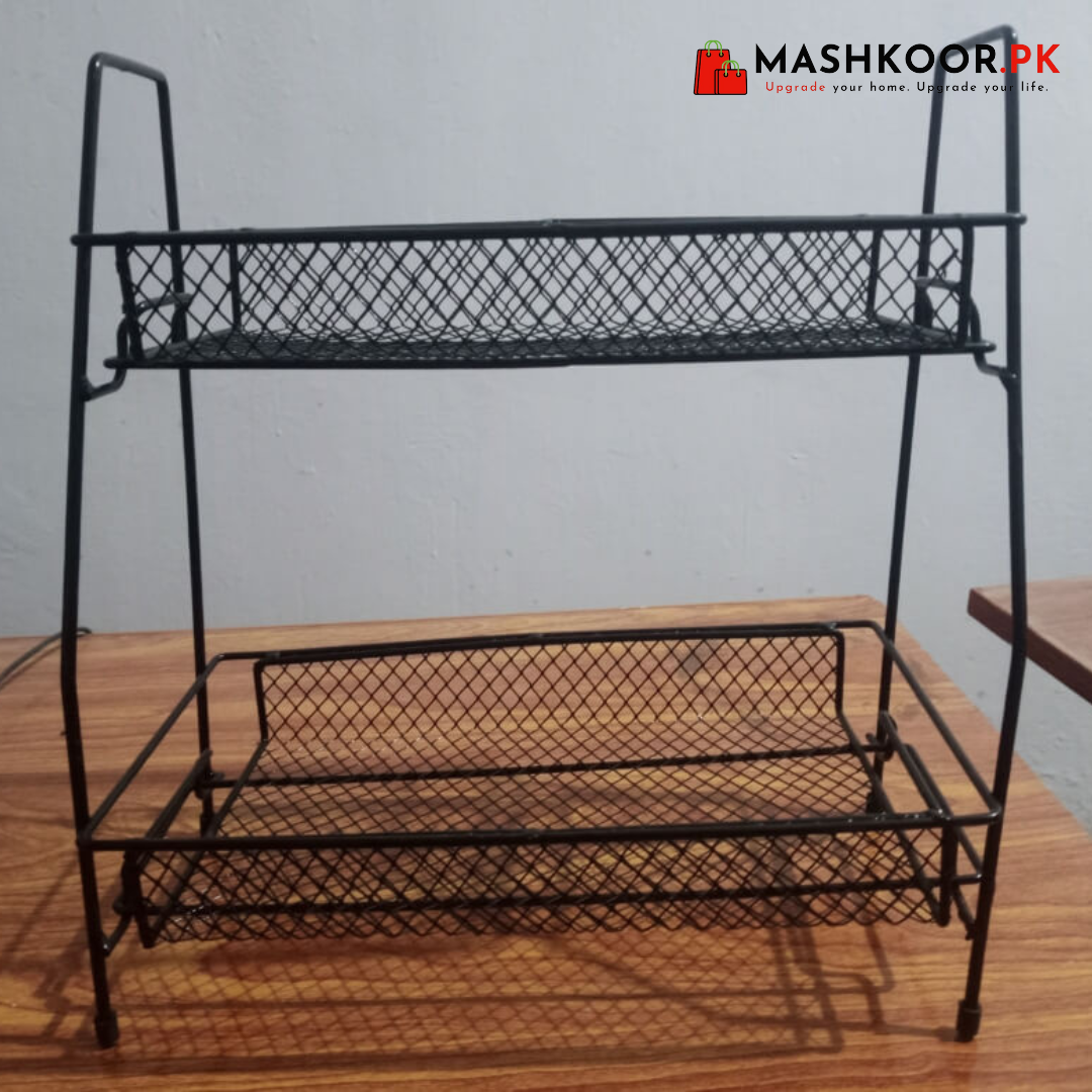 Iron Makeup Holder Kitchen Organizer Cosmetics Storage Wire Spice Basket Seasoning Plant Shelf Bathroom Desktop Decor