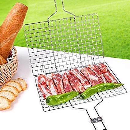 Bar BQ Grill Net Wooden Handle 3Size