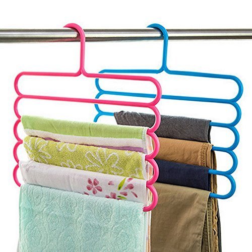 New Multi Purpose Clothes Hanger 5 Layers Pants Hanger Cloth Rack Multi-Layer Storage Scarf Tie Space-Saving Clothes Hanger