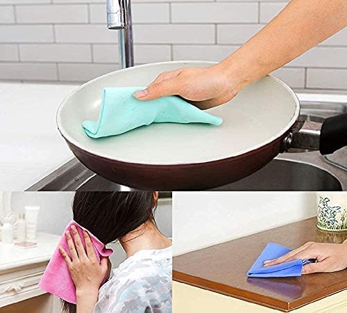 Magic Towel Reusable Water Absorbent Multipurpose Cleaning Cloth For Kitchen, Glass,Car,Super Absorbent, Chamois Leather Wipes (30Cm X 40Cm) / Set Of 3