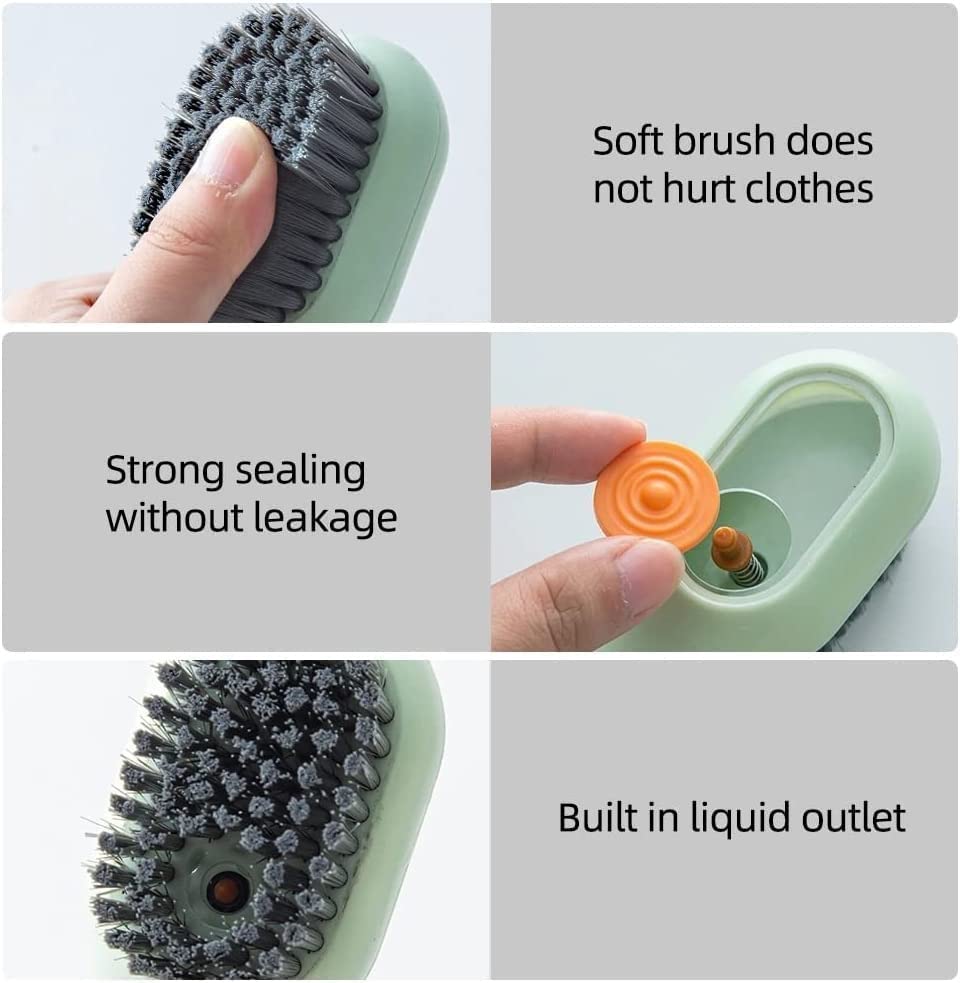 Soap Dispensing Cleaning Brush with Handle Scrubbing Reusable Washing Shoe Brush for Shoes Clothes Cleaning