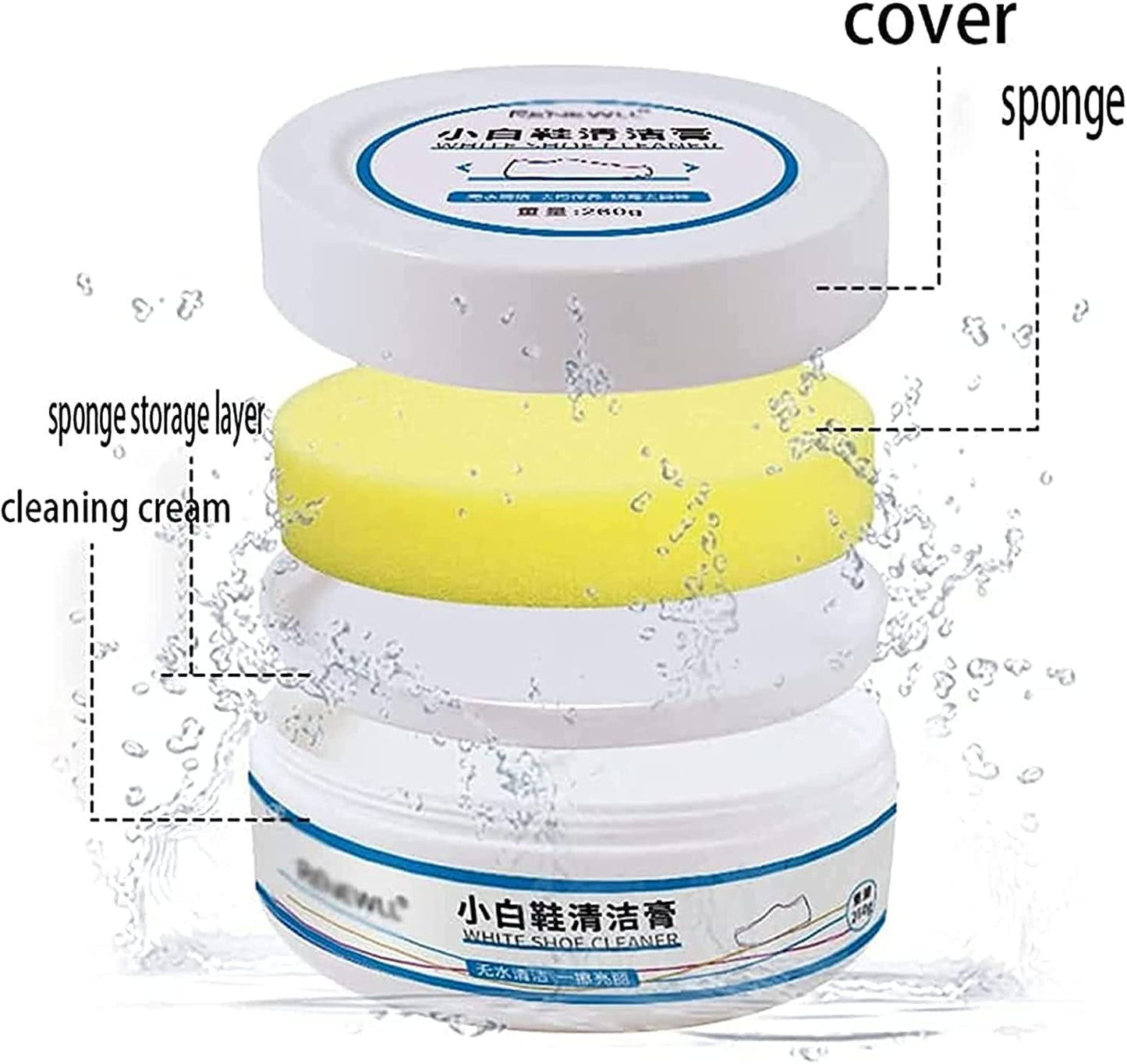 White Shoe Cleaning Cream, 260g Stain Cleansing Cream for Shoe,Re-Color and Polish ( BUY 1 GET 1 FREE )