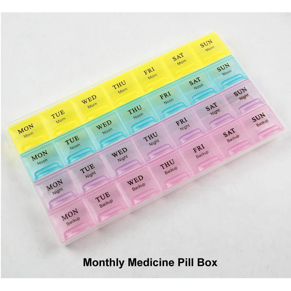 Pill Medicine Organizer Reminder Storage Box for 7 Days, 4 Layer Pillbox