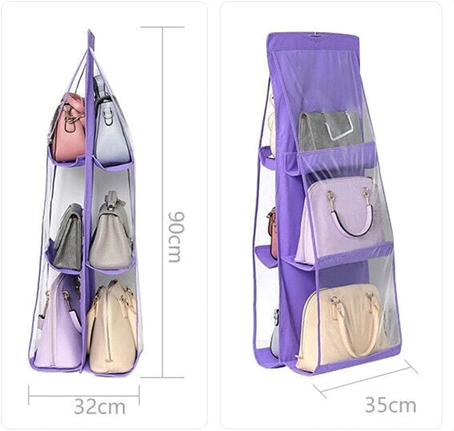 6 Pocket Foldable Hanging Bag 3 Layers Folding Shelf Bag Purse Handbag Organizer Door Sundry Pocket Hanger Storage Closet Hanger