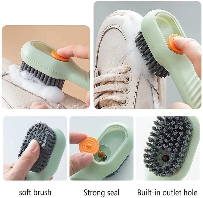 Soap Dispensing Cleaning Brush with Handle Scrubbing Reusable Washing Shoe Brush for Shoes Clothes Cleaning