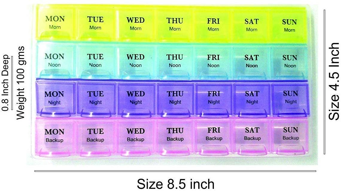 Pill Medicine Organizer Reminder Storage Box for 7 Days, 4 Layer Pillbox