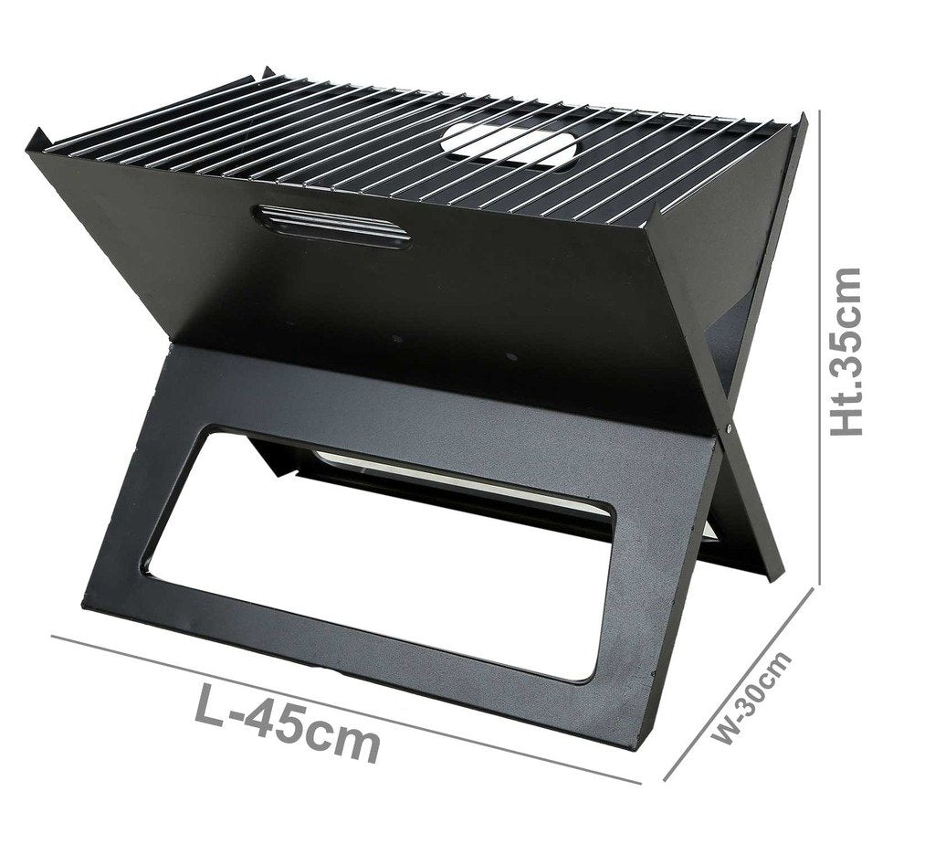 Foldable Charcoal Barbecue Grill Compact Notebook Charcoal BBQ X-grill for Home Outdoor Party 44x29x36.5cm