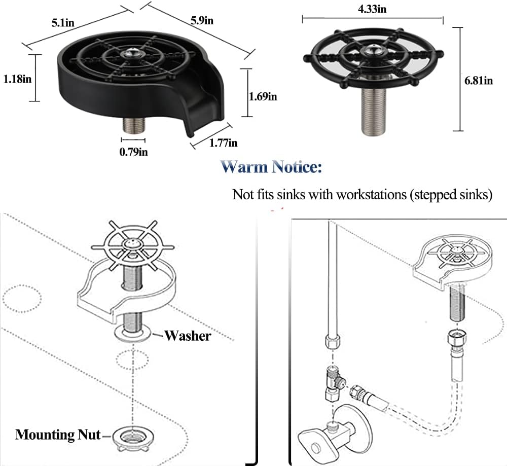 Quick Cup Washer for Kitchen Sink to Free Hands