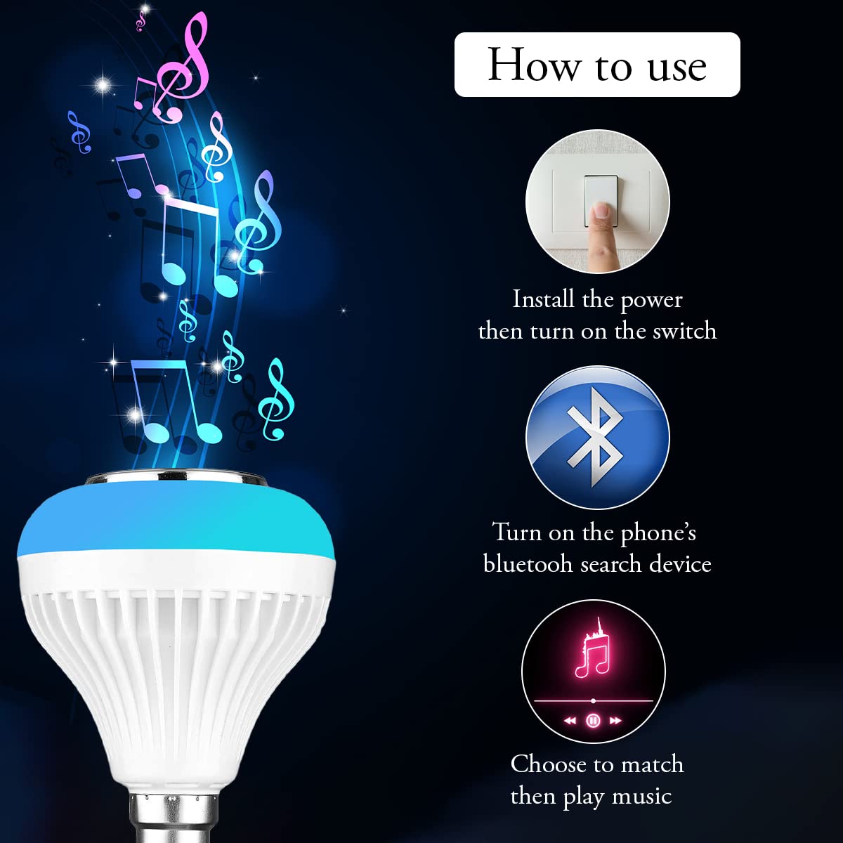 Rgb Bulb With Bluetooth And Speaker