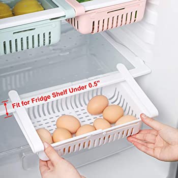 2PC Refrigerator Food Storage Organizer Adjustable Stretchable Refrigerator Drawer Basket Kitchen Refrigerator Storage Shelf