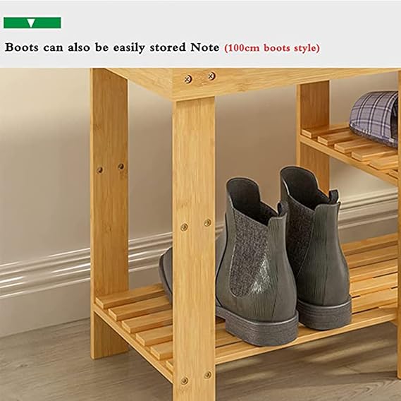 Wooden with Bench Shoe Rack  Seat Small Narrow Shoe Rack 2 Levels