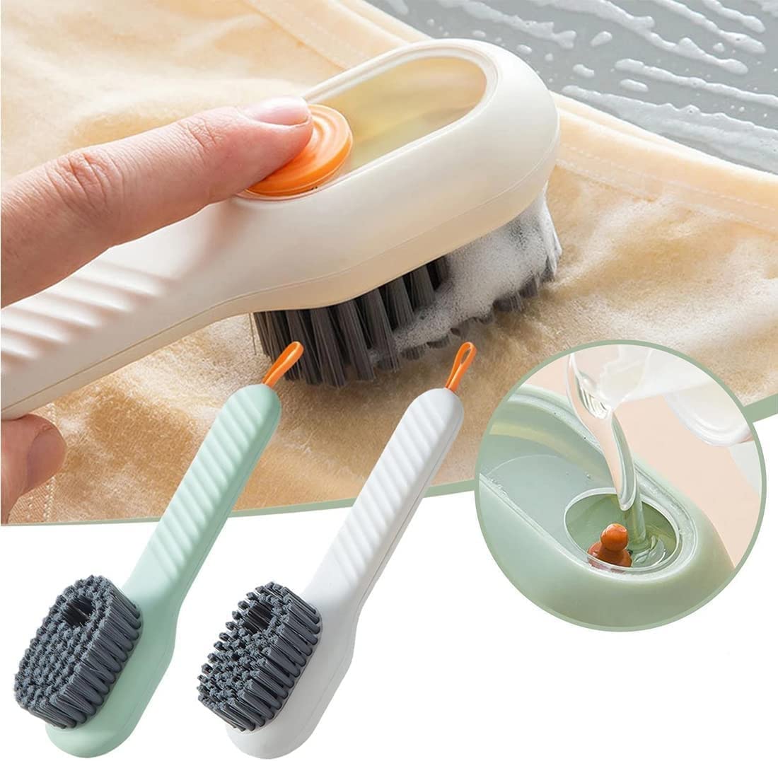 Soap Dispensing Cleaning Brush with Handle Scrubbing Reusable Washing Shoe Brush for Shoes Clothes Cleaning