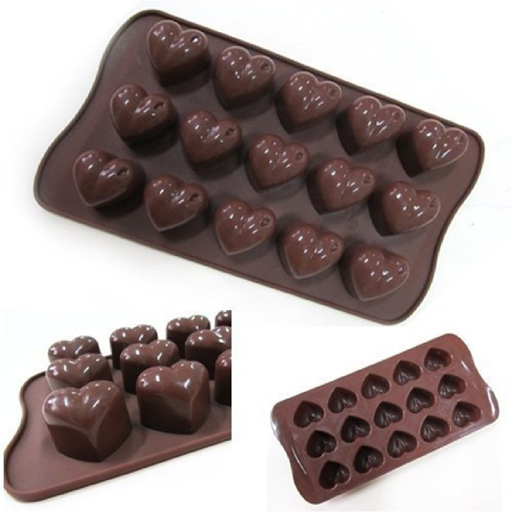 2PC Heart Shape Silicone Chocolate Mold 15 Cavity