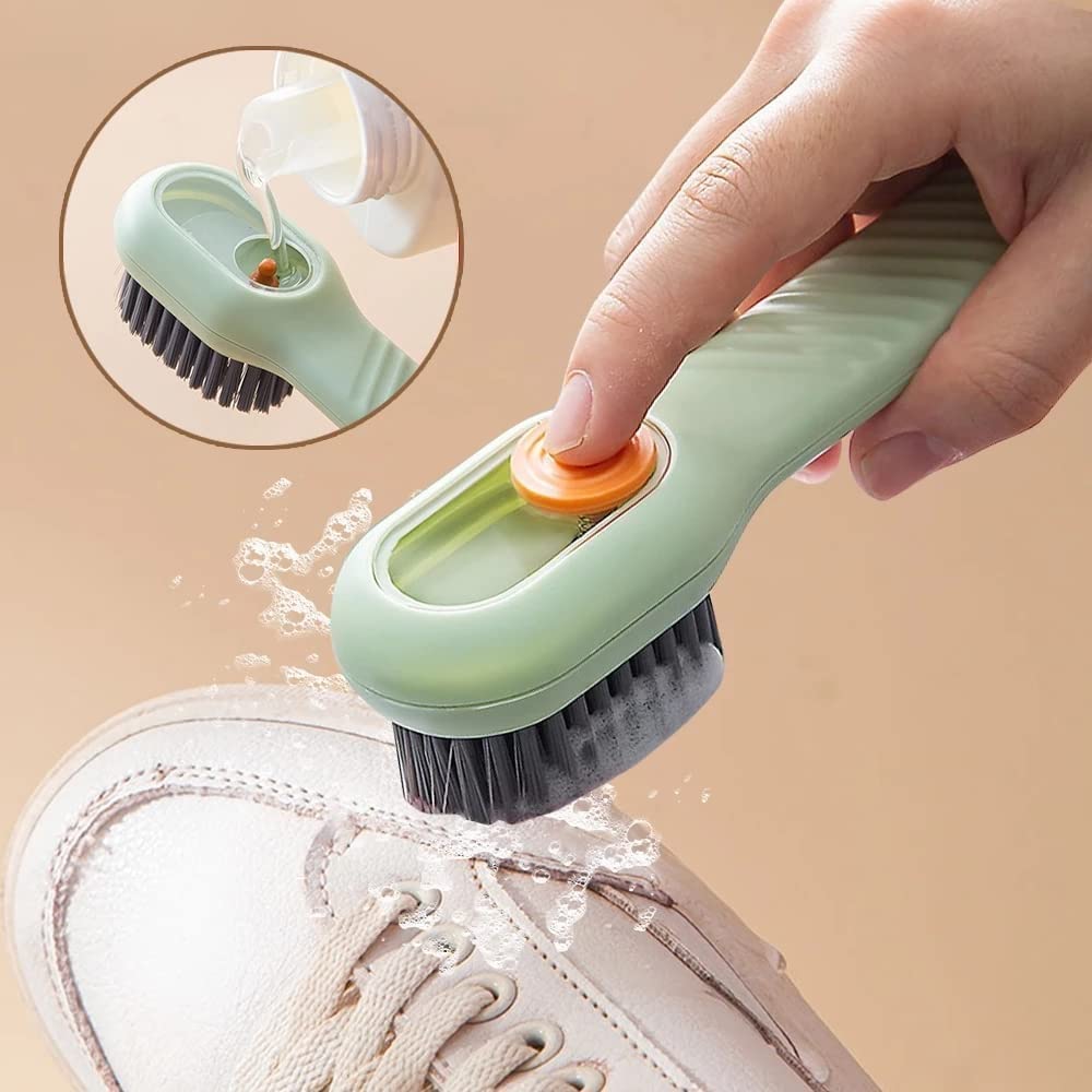 Soap Dispensing Cleaning Brush with Handle Scrubbing Reusable Washing Shoe Brush for Shoes Clothes Cleaning