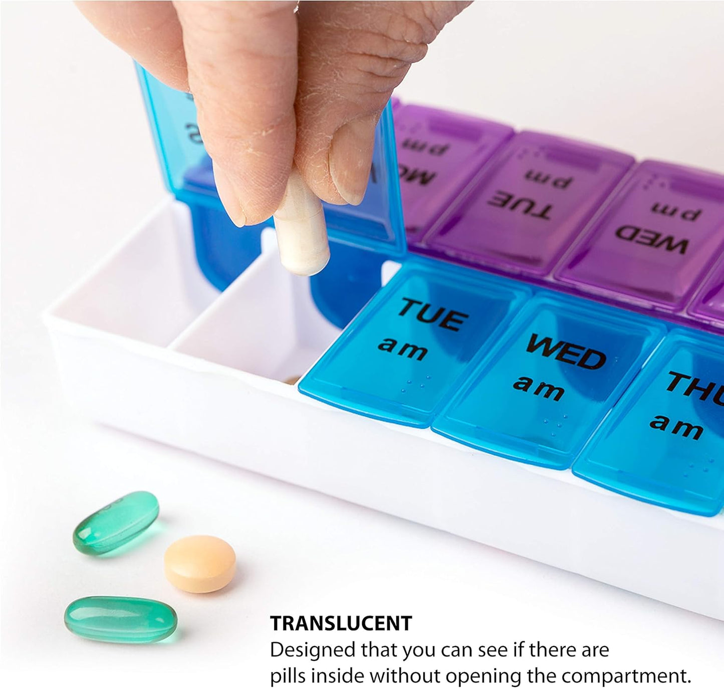 Pill Organizer 2 Times a Day, Weekly Pill Box, 7 Daily