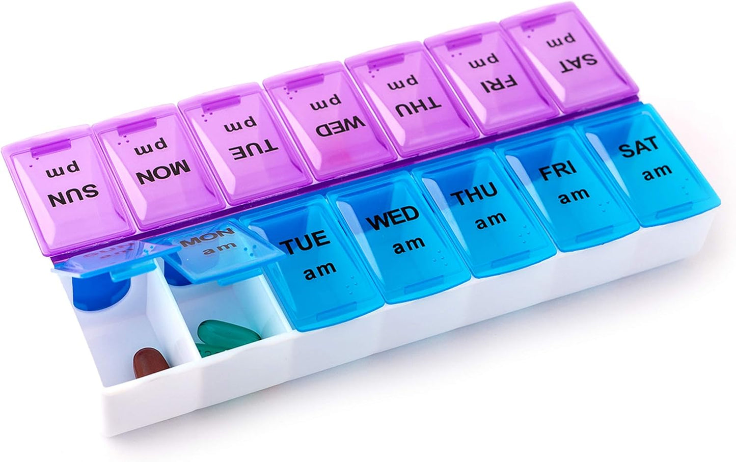 Pill Organizer 2 Times a Day, Weekly Pill Box, 7 Daily