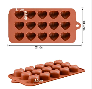 2PC Heart Shape Silicone Chocolate Mold 15 Cavity