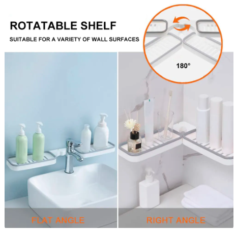 Rotatable Soap Tray Punch-Free Rack Self-adhesive 180 Degree Rotated Hollow Clever Storage