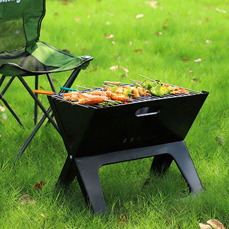 Foldable Charcoal Barbecue Grill Compact Notebook Charcoal BBQ X-grill for Home Outdoor Party 44x29x36.5cm