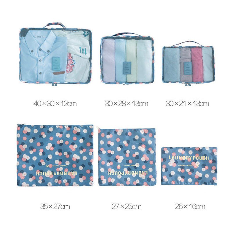 6Pcs/set Travel Storage Bag Luggage Organizer Packing Cube Organiser ( multicolor )