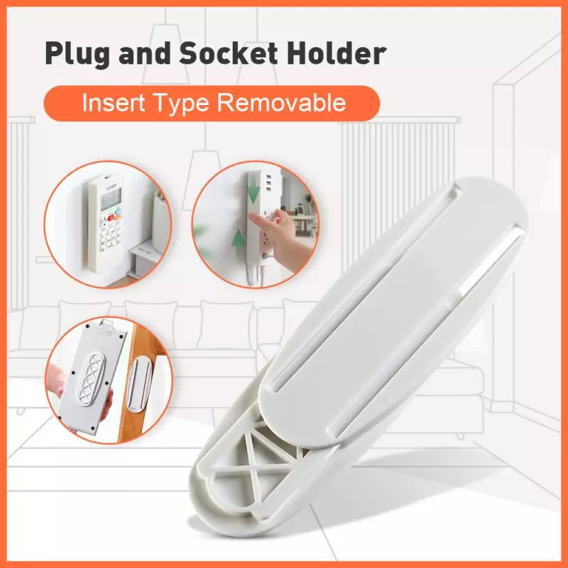 4 Pack Self-Adhesive Socket Fixer, Seamless Punch-Free Plug Sticker Bracket Wall-Mounted White