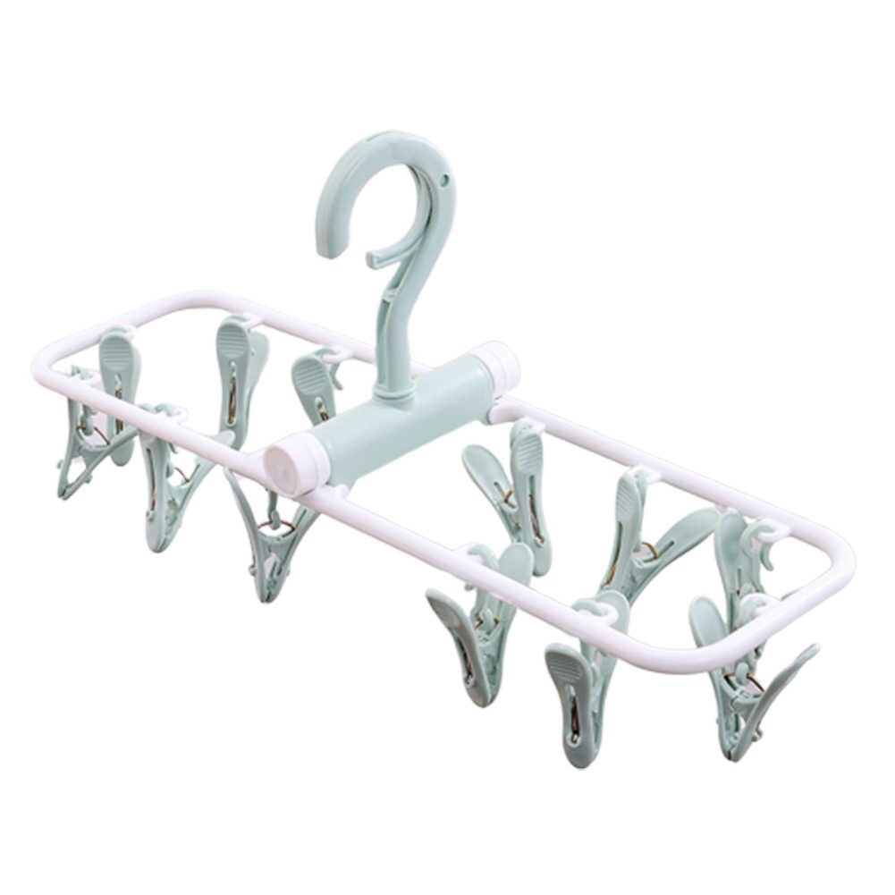 Plastic Rectangle 12 Clips Folding Towel Underwear Bra Socks Hanger Drying Rack For Towels Baby Clothes Organizer Tool