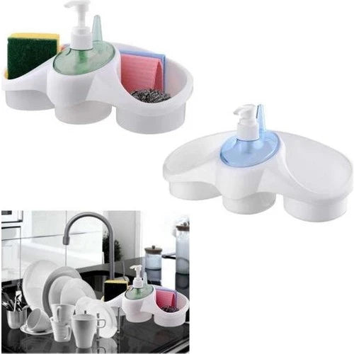 Multipurpose Liquid Soap Dispenser and Sponge Holder for Bathroom & Kitchen