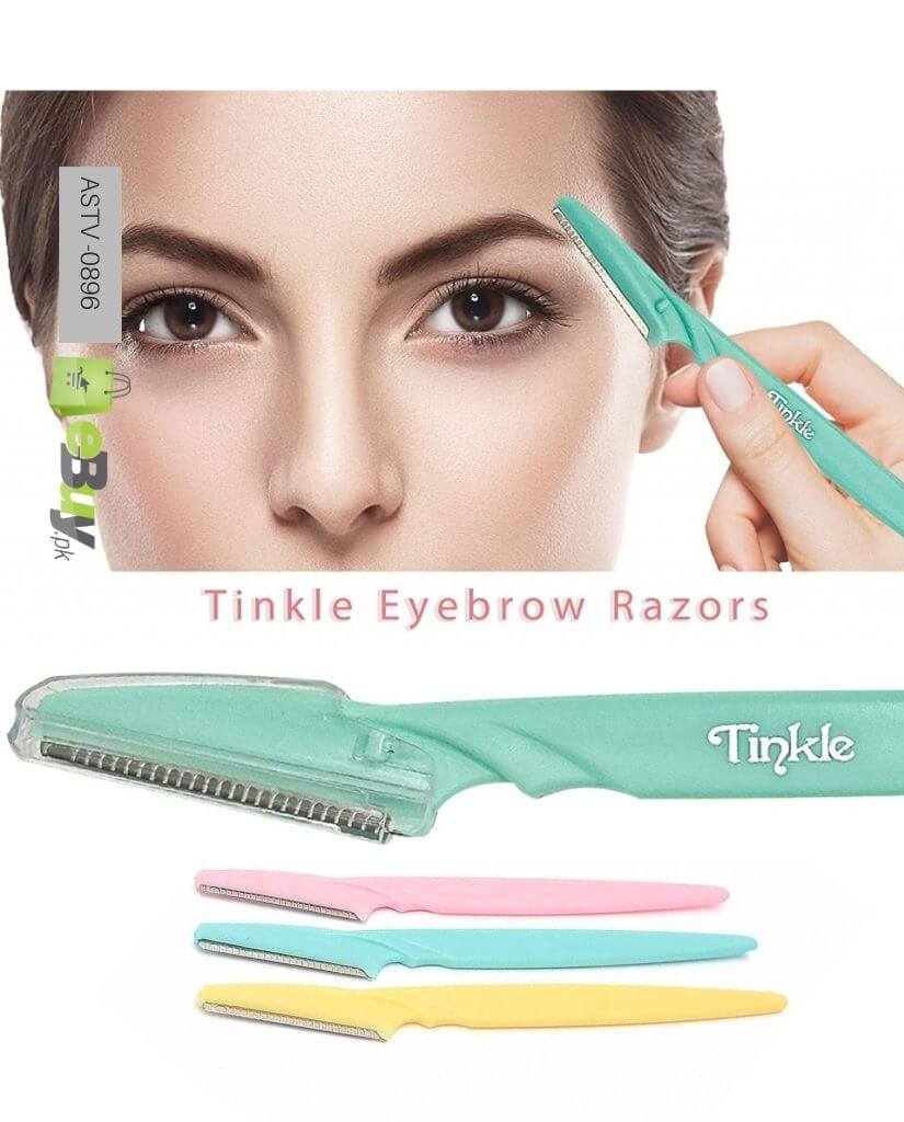 Tinkle Eyebrow Razor, Hair Trimmer Shaver and Tough Up Tool, Facial Razor with Safety Cover, 3 Razors