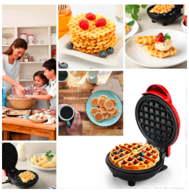 Electric Mini Waffle Maker Double-Sided Heating Home Breakfast Roaster Kitchen Small Dessert Cooking Machine