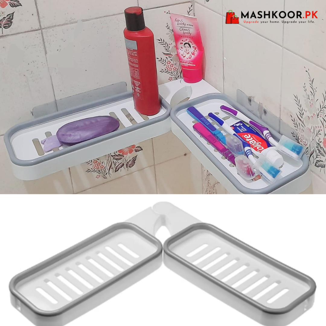 Rotatable Soap Tray Punch-Free Rack Self-adhesive 180 Degree Rotated Hollow Clever Storage