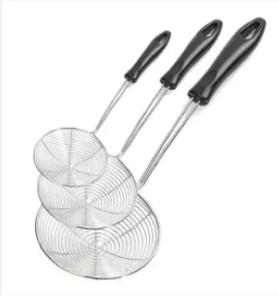 Frying Stainer Stainless Steel with Plastic Handle Small, Medium , Large 3Pcs Set