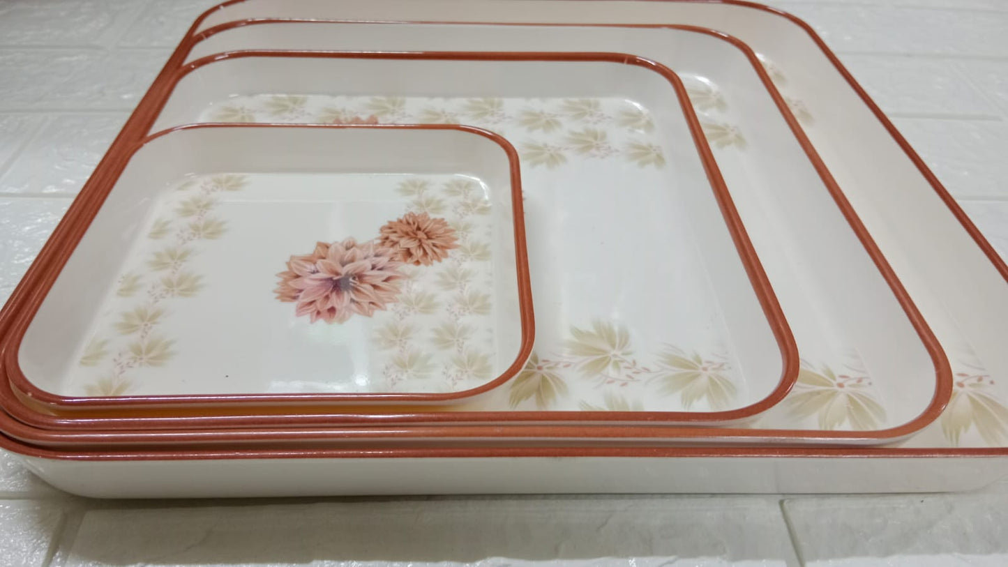 Square Shaped Melamine Serving Trays-4sizes