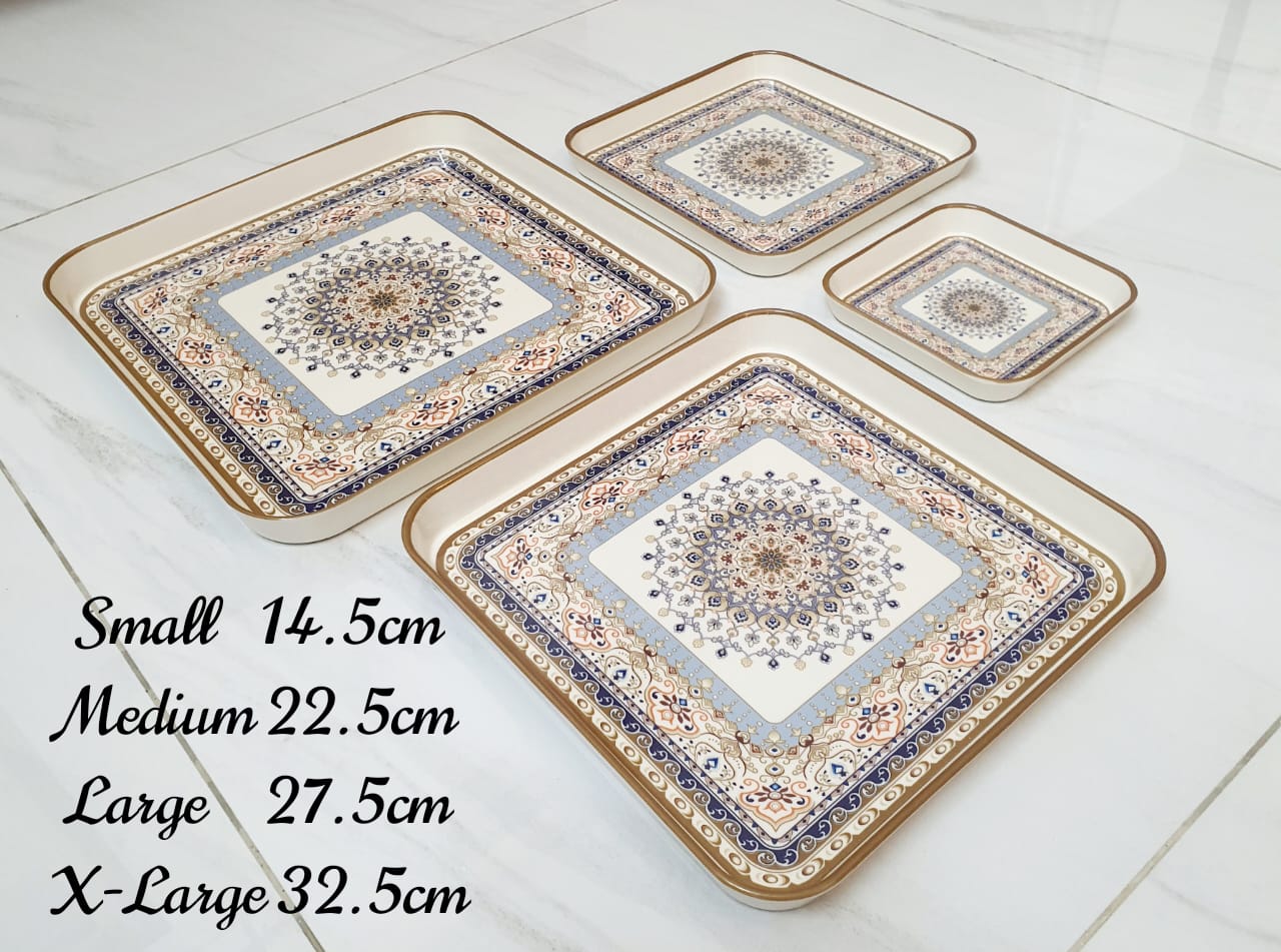 Square Shaped Melamine Serving Trays-4sizes