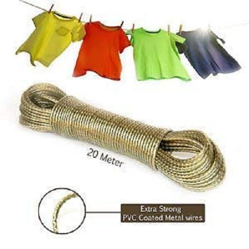 20m PVC Coated Metal Cloth Drying Wire with Hooks