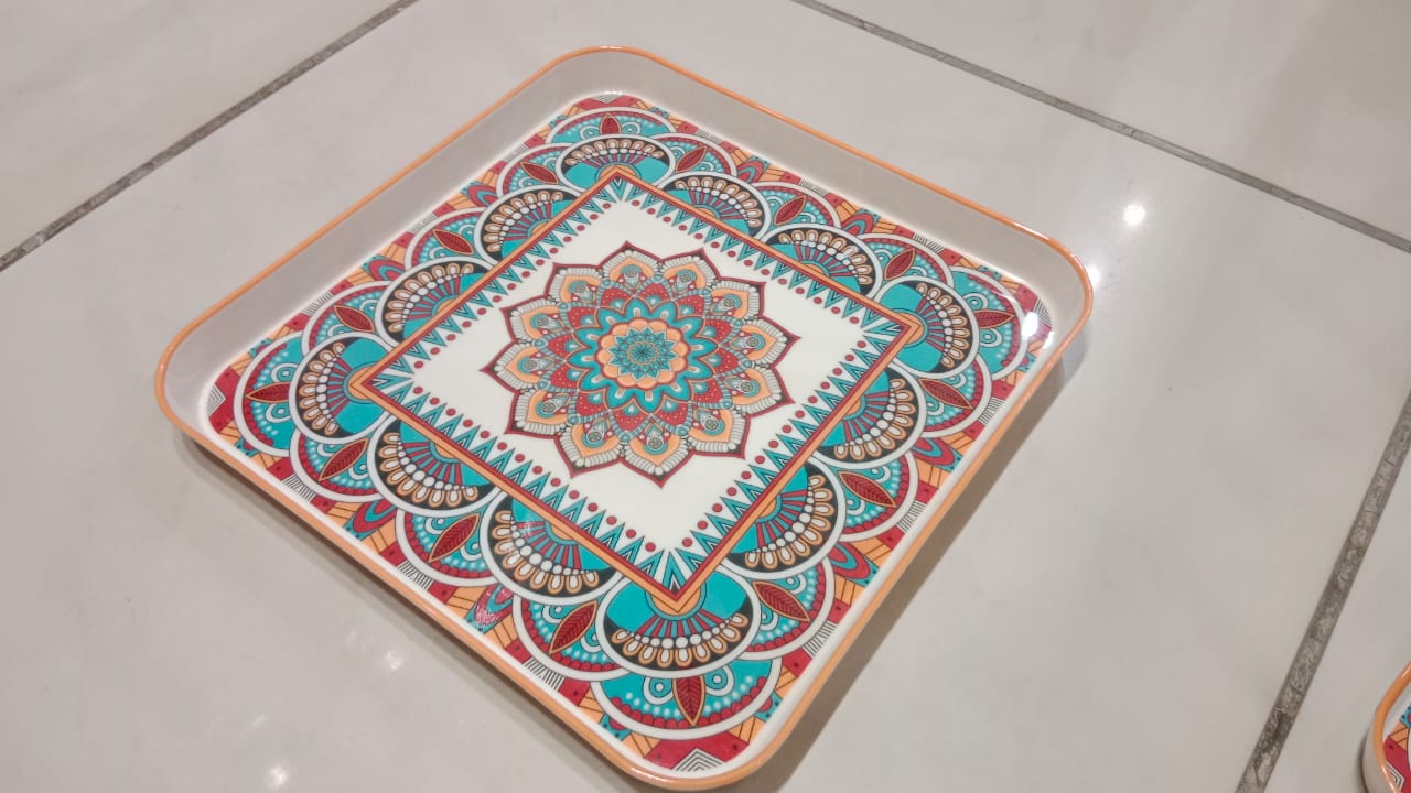 Square Shaped Melamine Serving Trays-4sizes