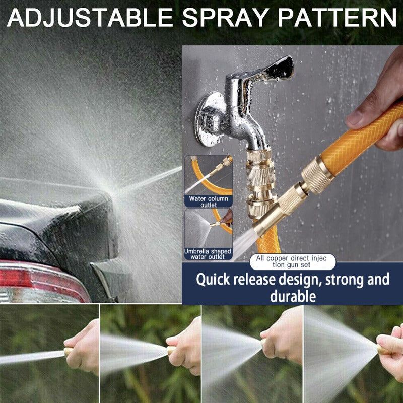 1pcs Brass Adjustable Spray Gun Hose Nozzle High Pressure Straight Copper Gun For Car Wash Watering Flower For Garden Hose